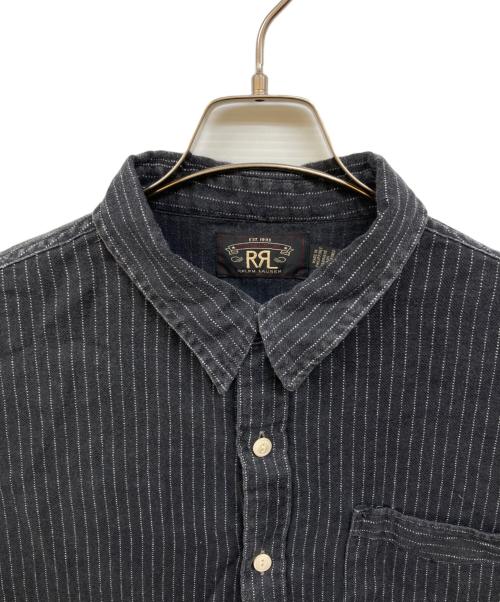 RRL（ダブルアールエル）RRL (ダブルアールエル) ストライプリネンシャツ ホワイト×ブラック サイズ:XLの古着・服飾アイテム