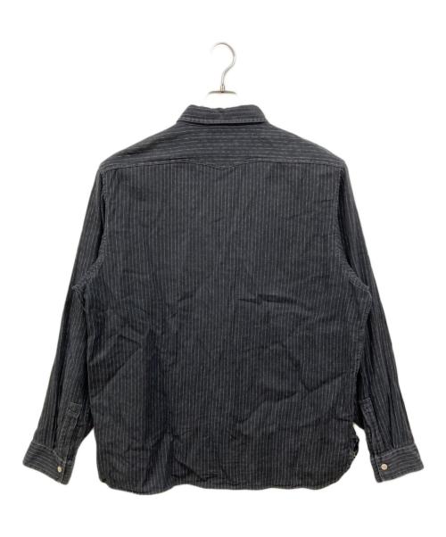 RRL（ダブルアールエル）RRL (ダブルアールエル) ストライプリネンシャツ ホワイト×ブラック サイズ:XLの古着・服飾アイテム