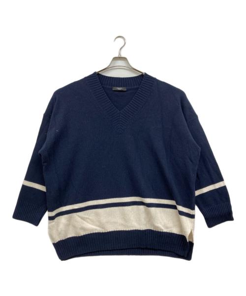 WEEKEND Max Mara（ウィークエンド マックスマーラ）Weekend Max Mara (ウィークエンド マックスマーラ) NURAGHE ニット ネイビー×ホワイト サイズ:Lの古着・服飾アイテム