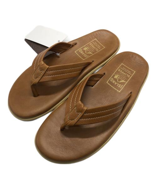 ISLAND SLIPPER（アイランドスリッパ）ISLAND SLIPPER (アイランドスリッパ) レザートングサンダル ブラウン サイズ:SIZE 8 未使用品の古着・服飾アイテム