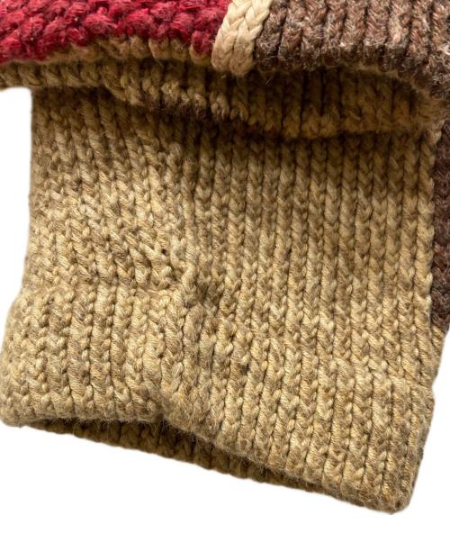 LAUREN RALPH LAUREN（ローレンラルフローレン）LAUREN RALPH LAUREN (ローレンラルフローレン) シルクリネン ネイティブ柄ショールカラーカーディガン ベージュ×レッド サイズ:Mの古着・服飾アイテム