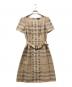 BURBERRY LONDON（バーバリーロンドン）の古着「シルクブレンドメガチェックワンピース」｜ベージュ