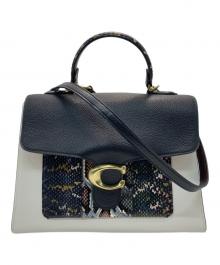 COACH（コーチ）の古着「TABBY トップハンドル 2WAYバッグ」｜アイボリー×ブラック