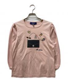 M'S GRACY（エムズグレイシー）の古着「ボリュームスリーブ刺繍Tシャツ」｜ピンク