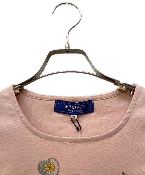 M'S GRACY（エムズグレイシー）M'S GRACY (エムズグレイシー) ボリュームスリーブ刺繍Tシャツ ピンク サイズ:38 未使用品の古着・服飾アイテム