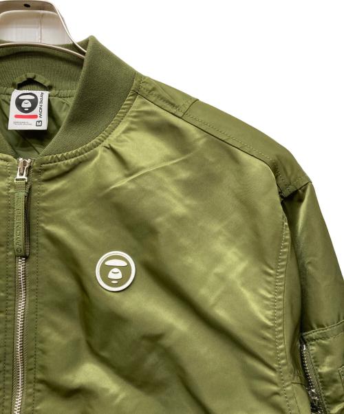 Aape BY A BATHING APE（エーエイプ バイ アベイシングエイプ）AAPE BY A BATHING APE (エーエイプ バイ アベイシングエイプ) ムーンフェイス ボンバージャケット グリーン サイズ:Mの古着・服飾アイテム