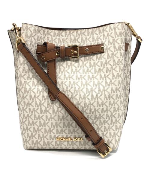 MICHAEL KORS（マイケル・コース）MICHAEL KORS (マイケル・コース) ショルダーバッグ ホワイト×ブラウンの古着・服飾アイテム