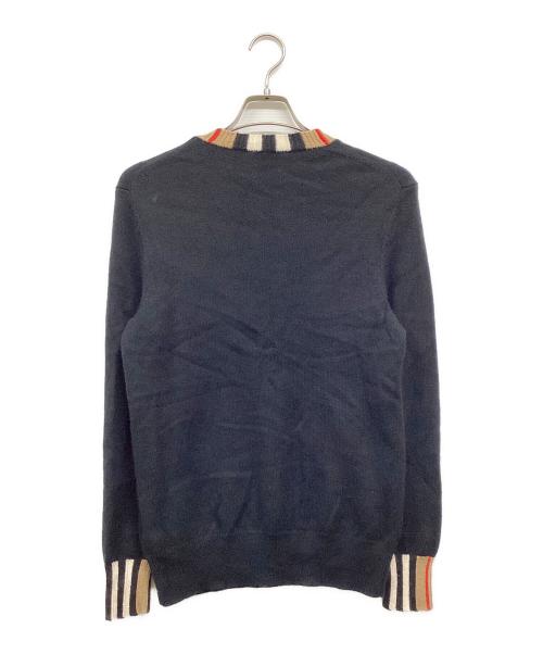 BURBERRY LONDON（バーバリーロンドン）BURBERRY LONDON (バーバリーロンドン) アイコンストライプカシミヤ混クルーネックニット ブラック サイズ:Sの古着・服飾アイテム