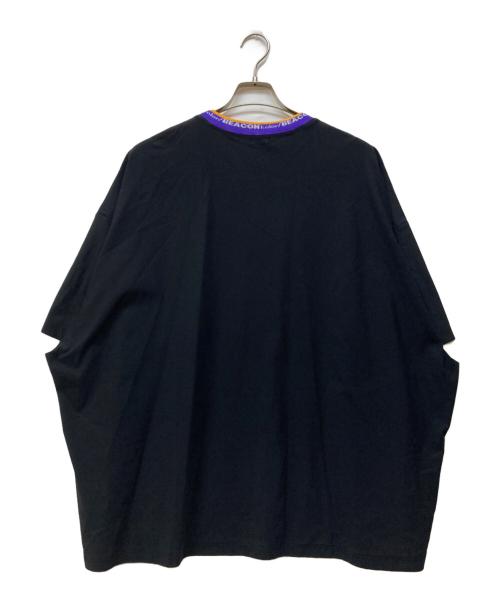kolor/BEACON（カラービーコン）kolor/BEACON (カラービーコン)  ロゴ ジャガード ネック ストレッチ ナイロン Tシャツ ブラック サイズ:3の古着・服飾アイテム