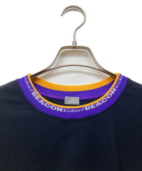 kolor/BEACON（カラービーコン）kolor/BEACON (カラービーコン)  ロゴ ジャガード ネック ストレッチ ナイロン Tシャツ ブラック サイズ:3の古着・服飾アイテム