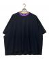 kolor/BEACON（カラービーコン）の古着「 ロゴ ジャガード ネック ストレッチ ナイロン Tシャツ」｜ブラック
