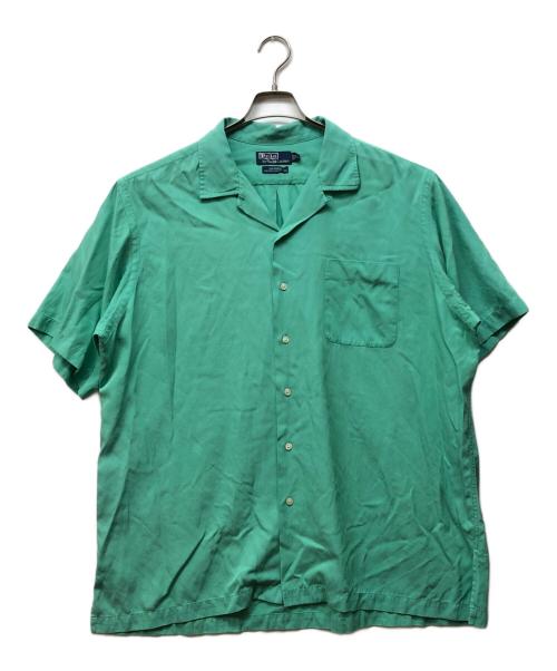 POLO RALPH LAUREN（ポロ・ラルフローレン）POLO RALPH LAUREN (ポロ・ラルフローレン) コットンシルクオープンカラーシャツ ブルー サイズ:XLの古着・服飾アイテム
