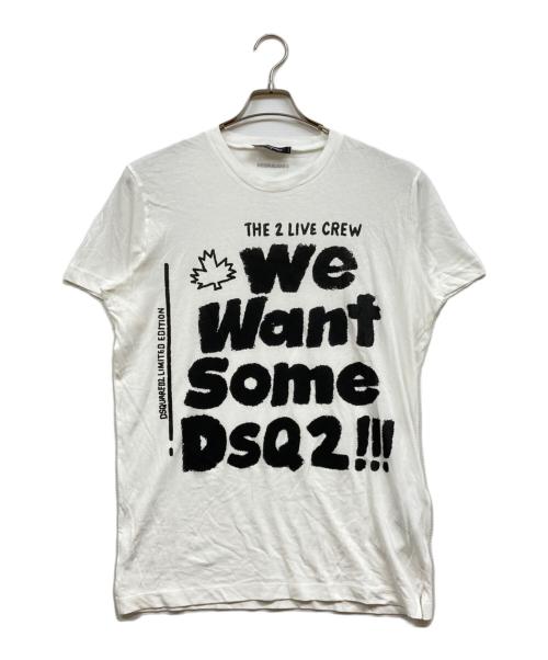 DSQUARED2（ディースクエアード）DSQUARED2 (ディースクエアード) Cigarette Fit プリントTシャツ ホワイト×ブラック サイズ:Mの古着・服飾アイテム