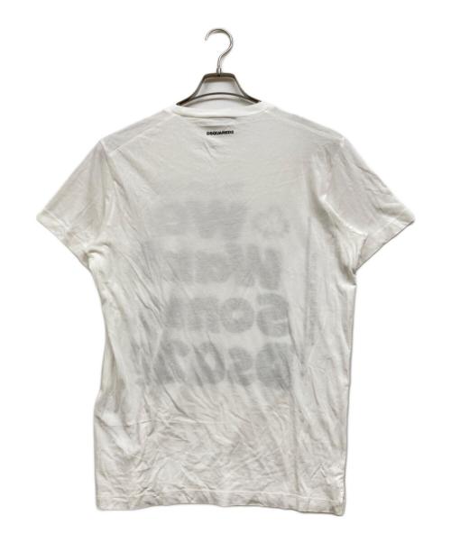 DSQUARED2（ディースクエアード）DSQUARED2 (ディースクエアード) Cigarette Fit プリントTシャツ ホワイト×ブラック サイズ:Mの古着・服飾アイテム