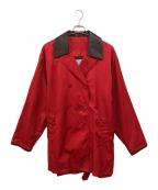 COACHコーチ）の古着「レザートリムトレンチコート」｜レッド×ブラウン