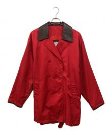 COACH（コーチ）の古着「レザートリムトレンチコート」｜レッド×ブラウン