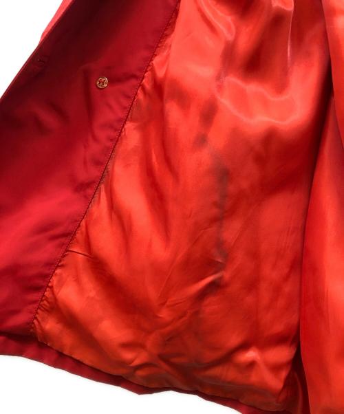 COACH（コーチ）COACH (コーチ) レザートリムトレンチコート レッド×ブラウン サイズ:SIZE Mの古着・服飾アイテム