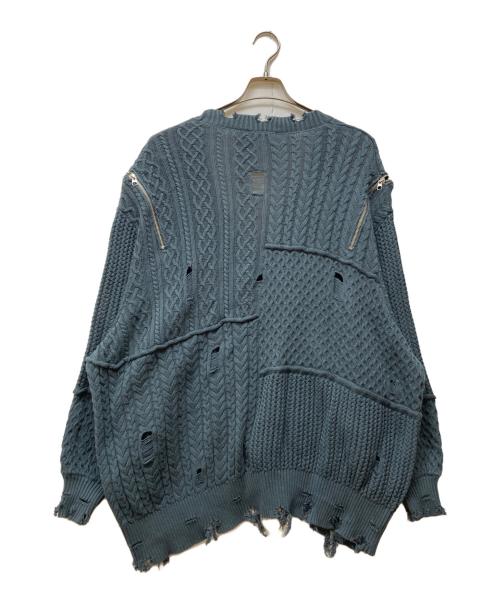 HARE（ハレ）HARE (ハレ) BIGダメージZIPカーディガン グリーン サイズ:Fの古着・服飾アイテム