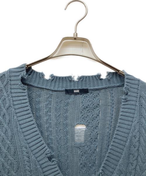 HARE（ハレ）HARE (ハレ) BIGダメージZIPカーディガン グリーン サイズ:Fの古着・服飾アイテム