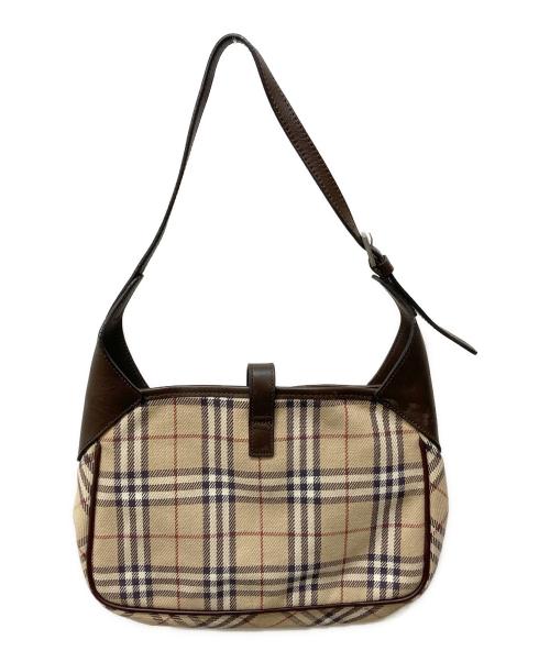 BURBERRY BLUE LABEL（バーバリー ブルー レーベル）BURBERRY BLUE LABEL (バーバリー ブルー レーベル) ノバチェックレザーキャンバスハンドバッグ ベージュ×ブラウンの古着・服飾アイテム