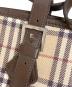 中古・古着 BURBERRY BLUE LABEL (バーバリー ブルー レーベル) ノバチェックレザーキャンバスハンドバッグ ベージュ×ブラウン：6000円