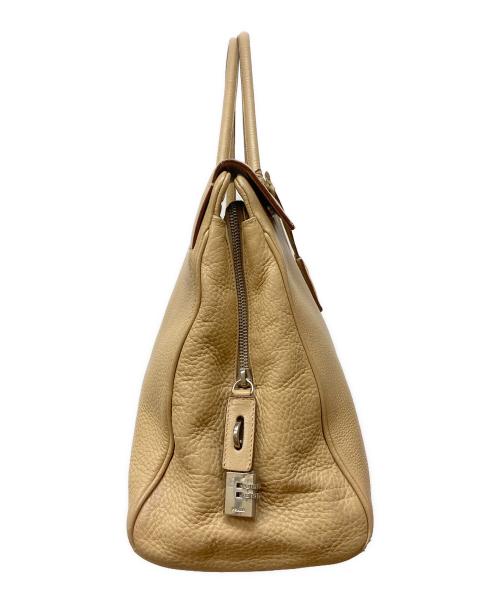 PRADA（プラダ）PRADA (プラダ) レザートートバッグ ベージュの古着・服飾アイテム