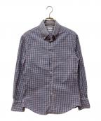 BRUNELLO CUCINELLIブルネロクチネリ）の古着「SLIM FIT コットン チェックシャツ」｜ネイビー×レッド