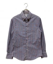 BRUNELLO CUCINELLI（ブルネロクチネリ）の古着「SLIM FIT コットン チェックシャツ」｜ネイビー×レッド