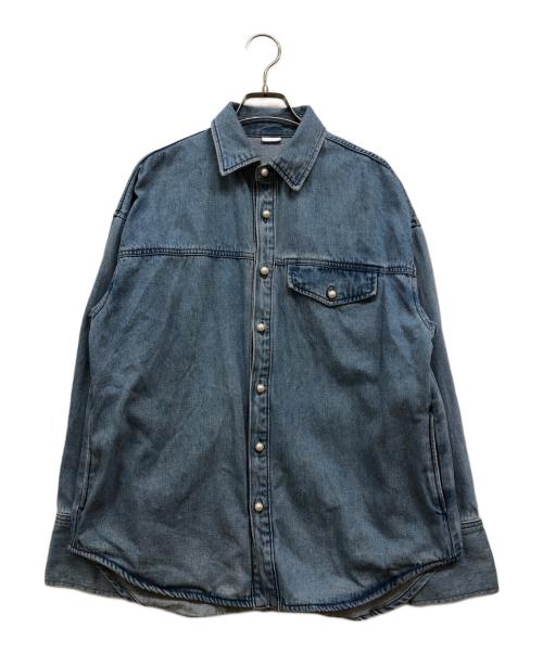 AMLILE（アメイル）AMLILE (アメイル) パールシャツ ブルー サイズ:23の古着・服飾アイテム