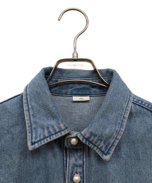 AMLILE（アメイル）AMLILE (アメイル) パールシャツ ブルー サイズ:23の古着・服飾アイテム