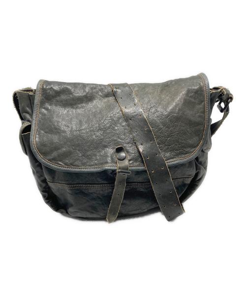 RRL（ダブルアールエル）RRL (ダブルアールエル) レザー メッセンジャー バッグ ブラックインディゴの古着・服飾アイテム