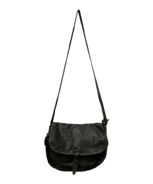 RRL（ダブルアールエル）RRL (ダブルアールエル) レザー メッセンジャー バッグ ブラックインディゴの古着・服飾アイテム