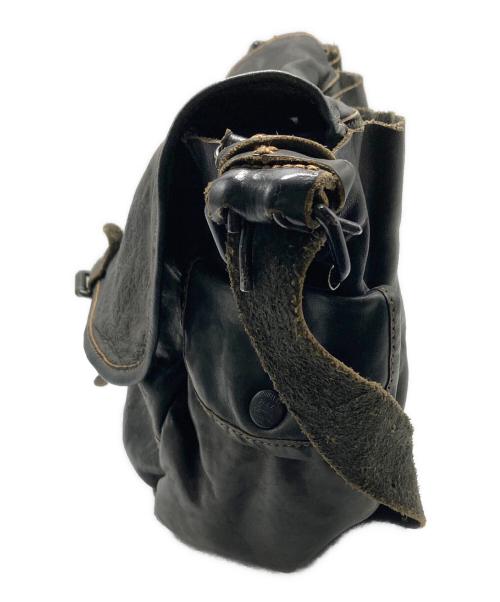 RRL（ダブルアールエル）RRL (ダブルアールエル) レザー メッセンジャー バッグ ブラックインディゴの古着・服飾アイテム