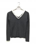CLANEクラネ）の古着「FRILL V NECK KNIT」｜グレー