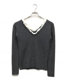 CLANE（クラネ）の古着「FRILL V NECK KNIT」｜グレー
