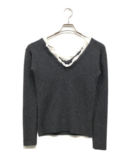 CLANE（クラネ）CLANE (クラネ) FRILL V NECK KNIT グレー サイズ:1の古着・服飾アイテム