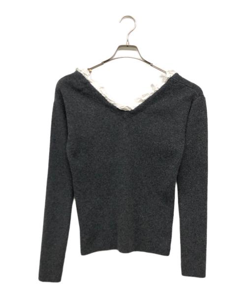 CLANE（クラネ）CLANE (クラネ) FRILL V NECK KNIT グレー サイズ:1の古着・服飾アイテム