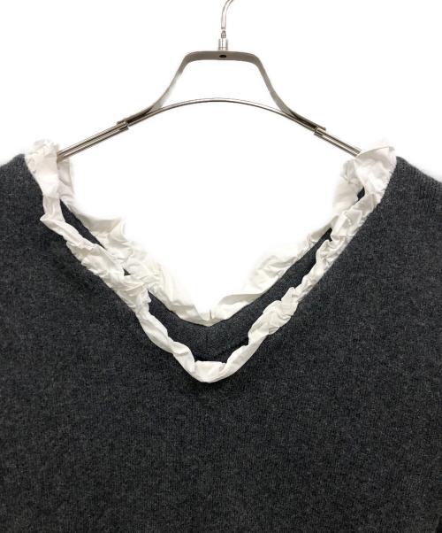 CLANE（クラネ）CLANE (クラネ) FRILL V NECK KNIT グレー サイズ:1の古着・服飾アイテム