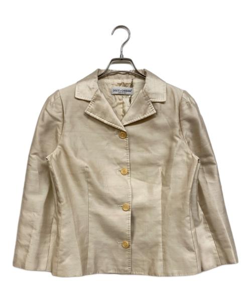 DOLCE & GABBANA（ドルチェ＆ガッバーナ）DOLCE & GABBANA (ドルチェ＆ガッバーナ) シルクテーラードジャケット ベージュ サイズ:42の古着・服飾アイテム