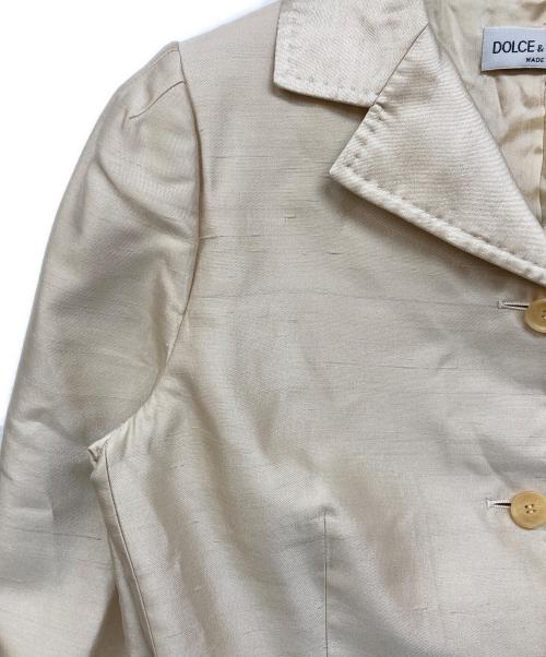 DOLCE & GABBANA（ドルチェ＆ガッバーナ）DOLCE & GABBANA (ドルチェ＆ガッバーナ) シルクテーラードジャケット ベージュ サイズ:42の古着・服飾アイテム