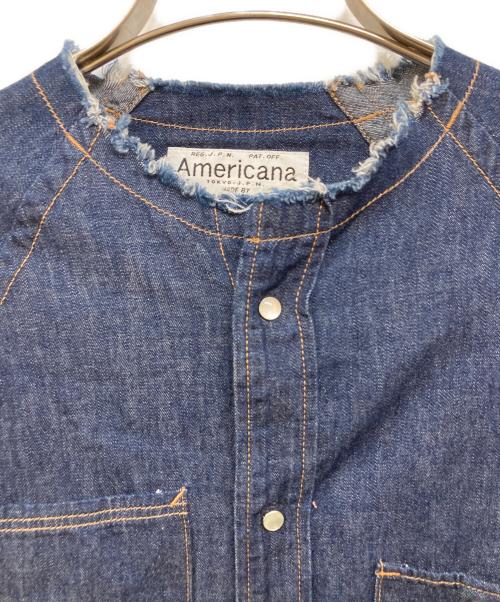 Americana（アメリカーナ）Americana (アメリカーナ) バンドカラーデニムシャツワンピース インディゴ サイズ:サイズ不明の古着・服飾アイテム