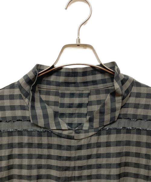 慈雨（ジウ）慈雨 (ジウ) ギンガムカット水玉 ドレス ブラック×カーキ サイズ:40  未使用品の古着・服飾アイテム