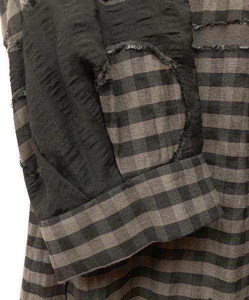 慈雨（ジウ）慈雨 (ジウ) ギンガムカット水玉 ドレス ブラック×カーキ サイズ:40  未使用品の古着・服飾アイテム