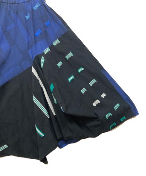 慈雨（ジウ）慈雨 (ジウ) パッチワークデザインスカート インディゴ サイズ:40の古着・服飾アイテム