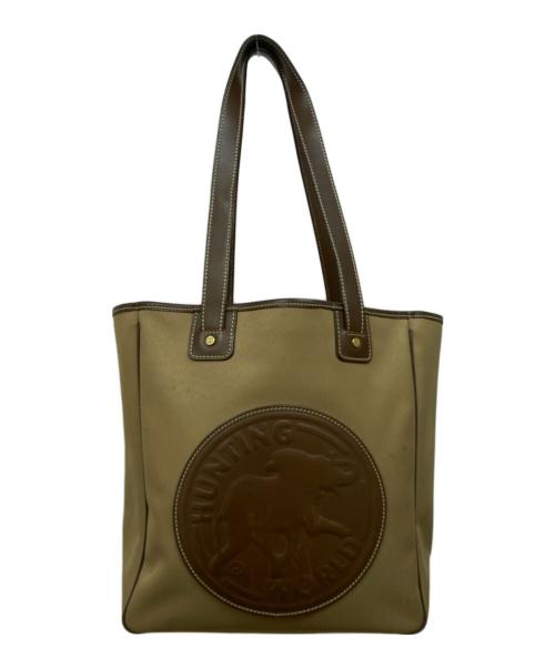 HUNTING WORLD（ハンティングワールド）HUNTING WORLD (ハンティングワールド) SAFARI TODAY トートバッグ カーキ×ブラウンの古着・服飾アイテム