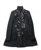 MIU MIUミュウミュウ）の古着「10AW フラワーモチーフコート」｜ブラック