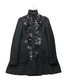 MIU MIU（ミュウミュウ）の古着「10AW フラワーモチーフコート」｜ブラック
