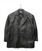 MAISON SPECIALメゾンスペシャル）の古着「Sheep Leather Prime-Over Pea Coat」｜ブラック