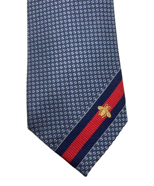 GUCCI（グッチ）GUCCI (グッチ) bee刺繍シルクネクタイ ブルー サイズ:150㎝の古着・服飾アイテム
