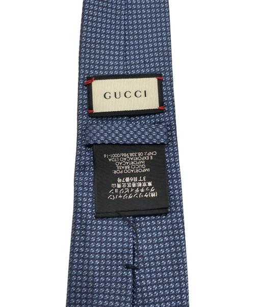 GUCCI（グッチ）GUCCI (グッチ) bee刺繍シルクネクタイ ブルー サイズ:150㎝の古着・服飾アイテム